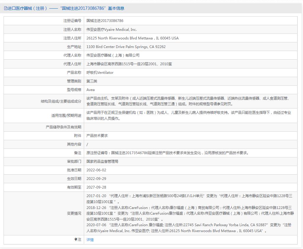 美國(guó)鳥(niǎo)牌原裝avea呼吸機(jī)