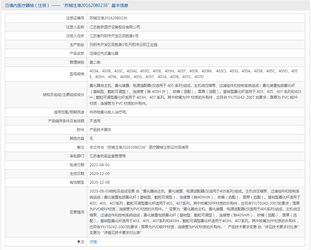 魚(yú)躍壓縮空氣式霧化器